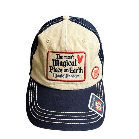 Vintage Disney Parks Magic Kingdom Cap Hat Snapback Adjustable Blue Trucker 6326 - Picture 1 of 8